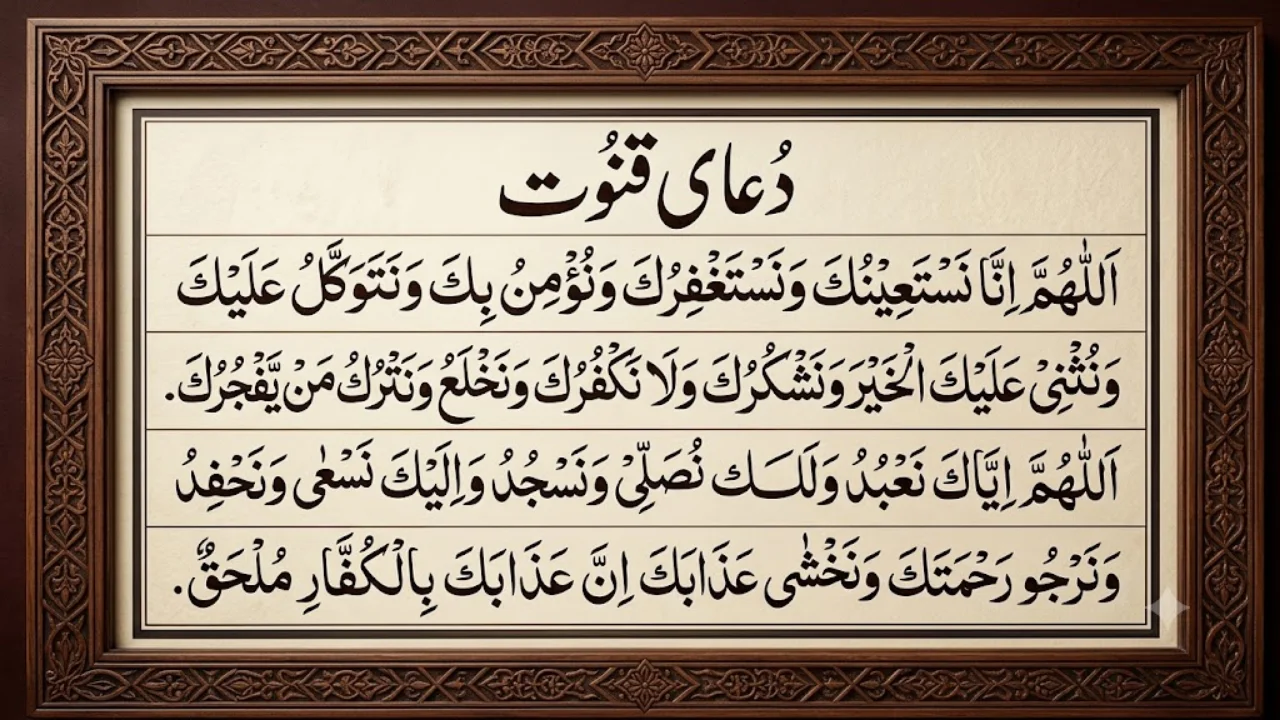 Dua Qunoot in Arabic Language with English and Urdu Translation