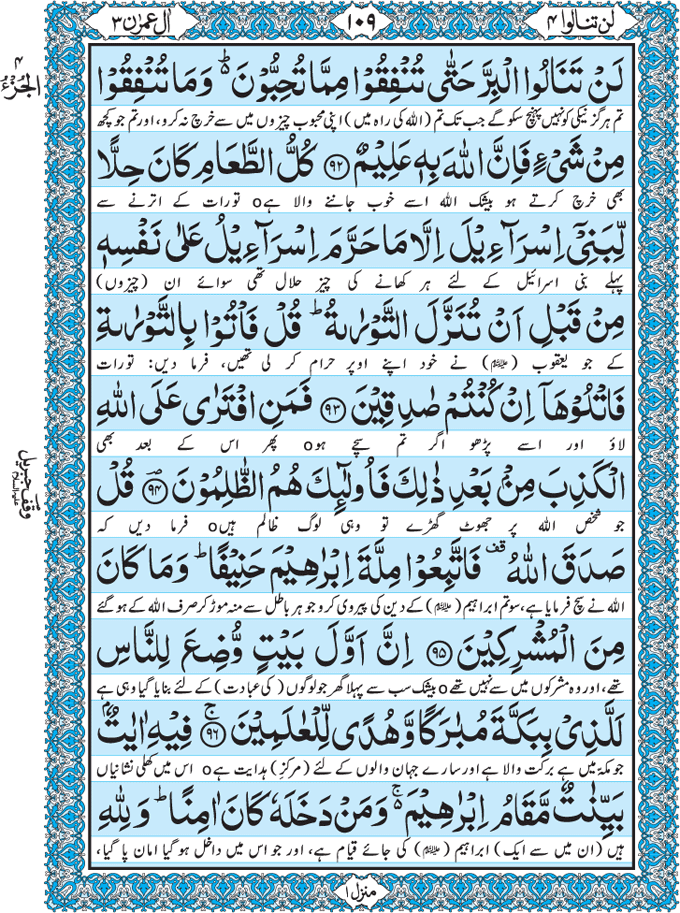 Para 4 Lan Tanaalul Birra with Urdu Translation
